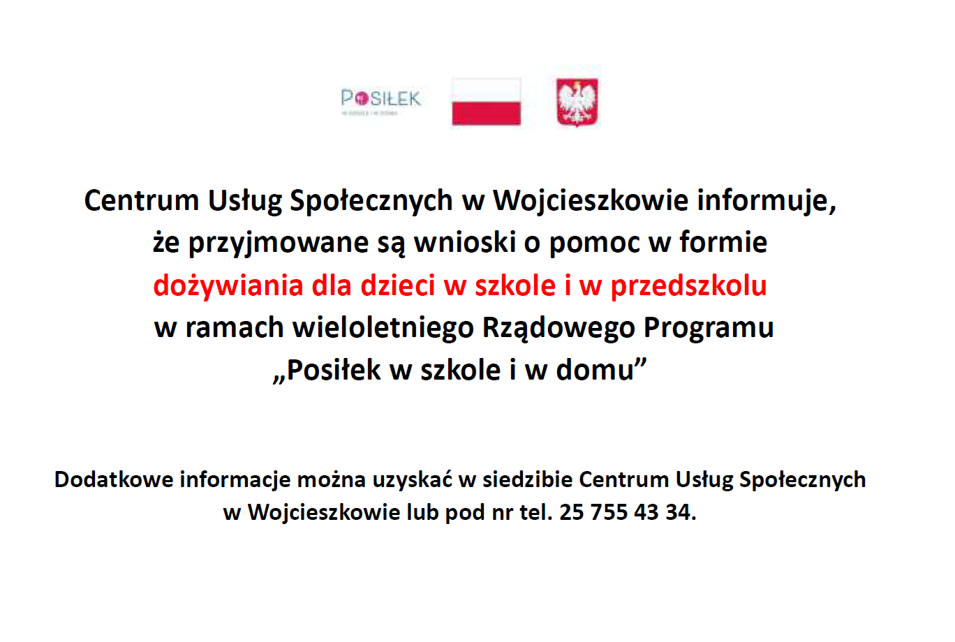 Miniaturka artykułu Zapraszamy osoby uprawnione do skorzystania z pomocy w formie dożywiania dzieci.